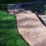 A walkway in the middle of a yard.