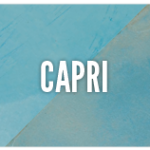 A blue background with the word " capri ".