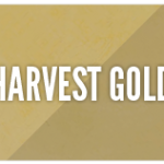 A picture of the words harvest gold on top of a yellow background.