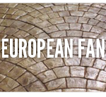 A brick floor with the words european fan written in white.