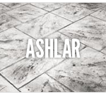 A close up of the word ashlar on top of a tile floor.