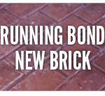 A brick floor with the words running bond new brick in front of it.