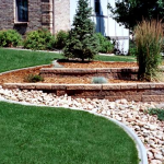 A garden with rocks and grass in the middle of it