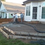 A group of people working on the patio